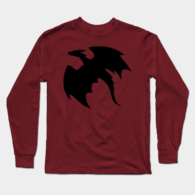Flying Black Dragon Long Sleeve T-Shirt by Lady Lilac